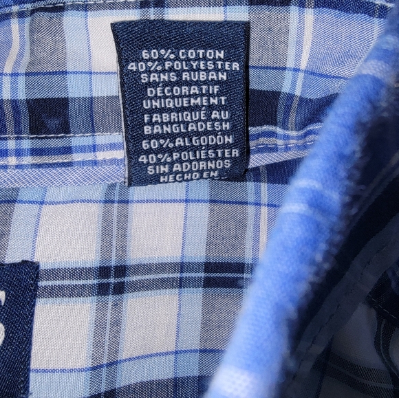 Chaps Blue and White Casual Button Down Shirt Lightweight Plaid - Picture 4 of 4